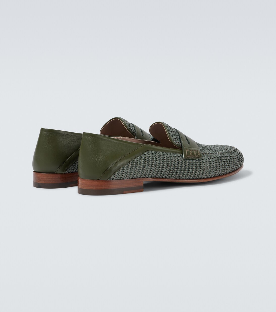 Padstow leather-trimmed raffia loafers | Manolo Blahnik