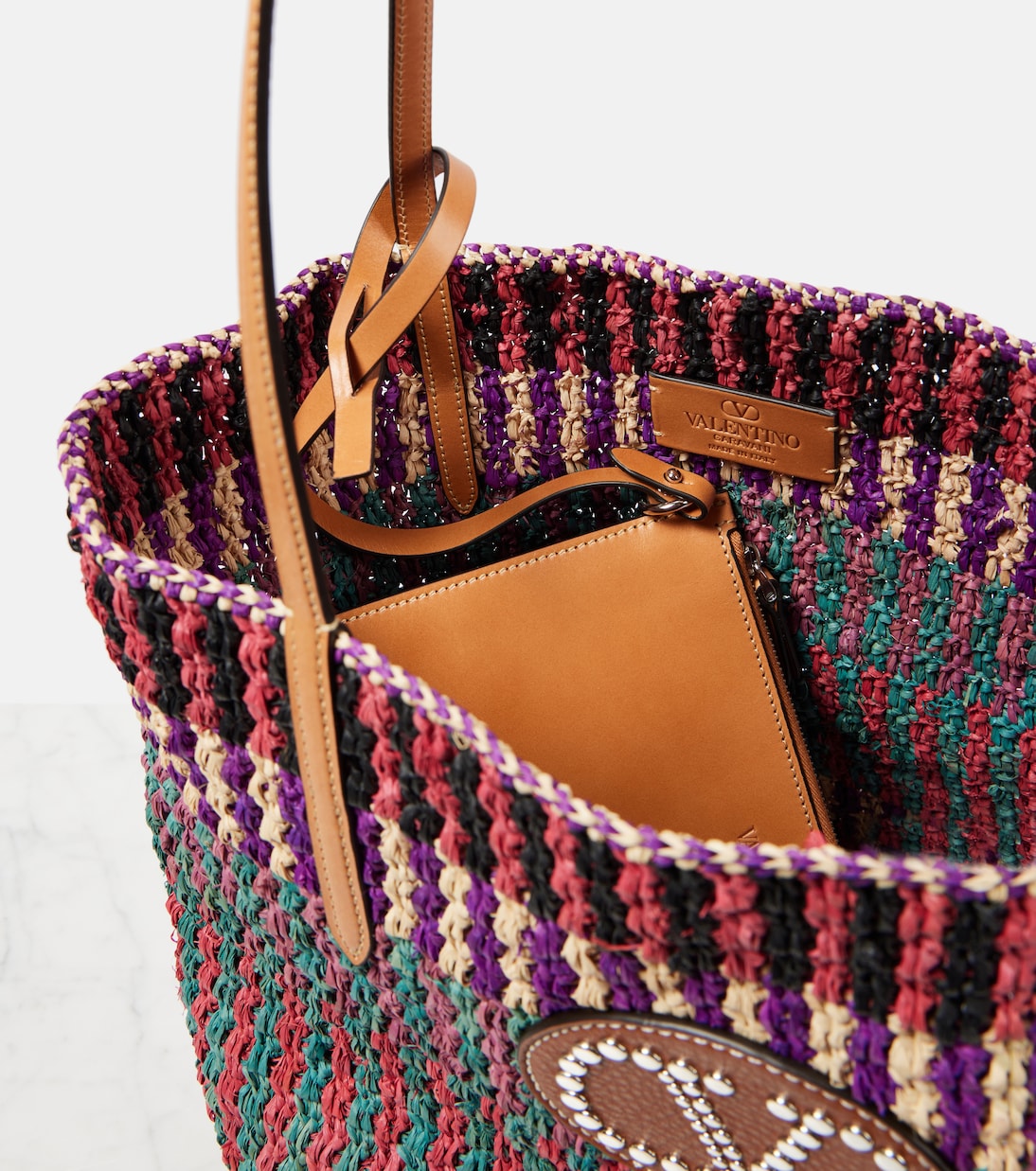 Tote Bag VLogo Signature Large aus Stroh | Valentino Garavani