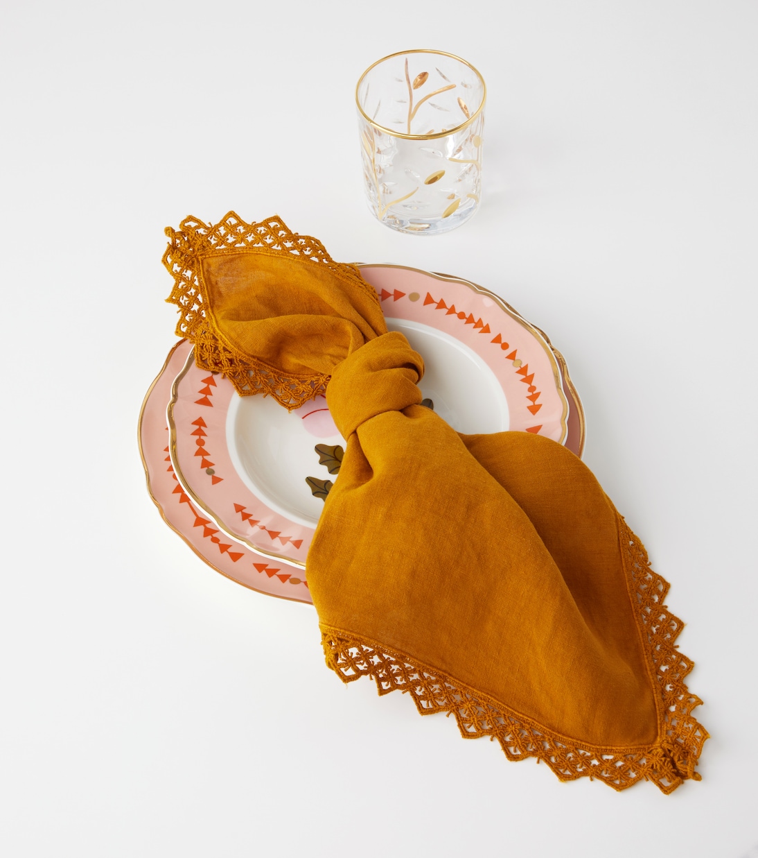 Set of 4 macramé-trimmed linen napkins | Once Milano