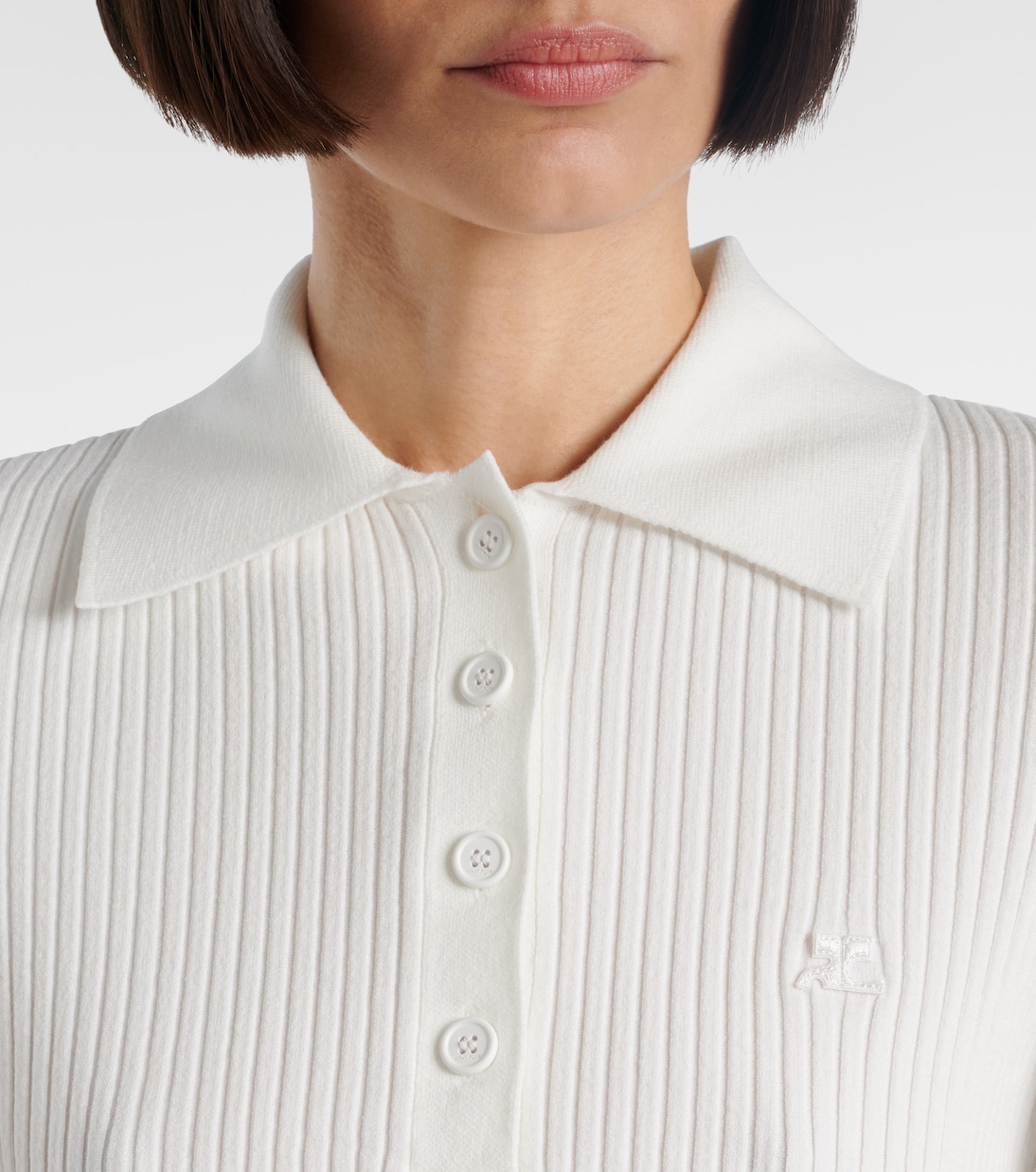 Cropped-Polohemd aus Rippstrick | Courrèges