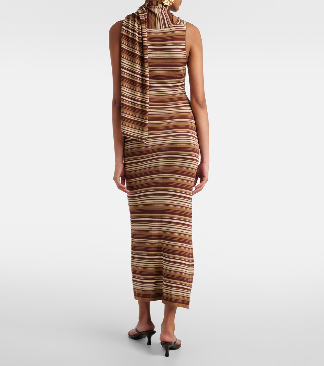 Robe midi rayée en soie mélangée | Aya Muse