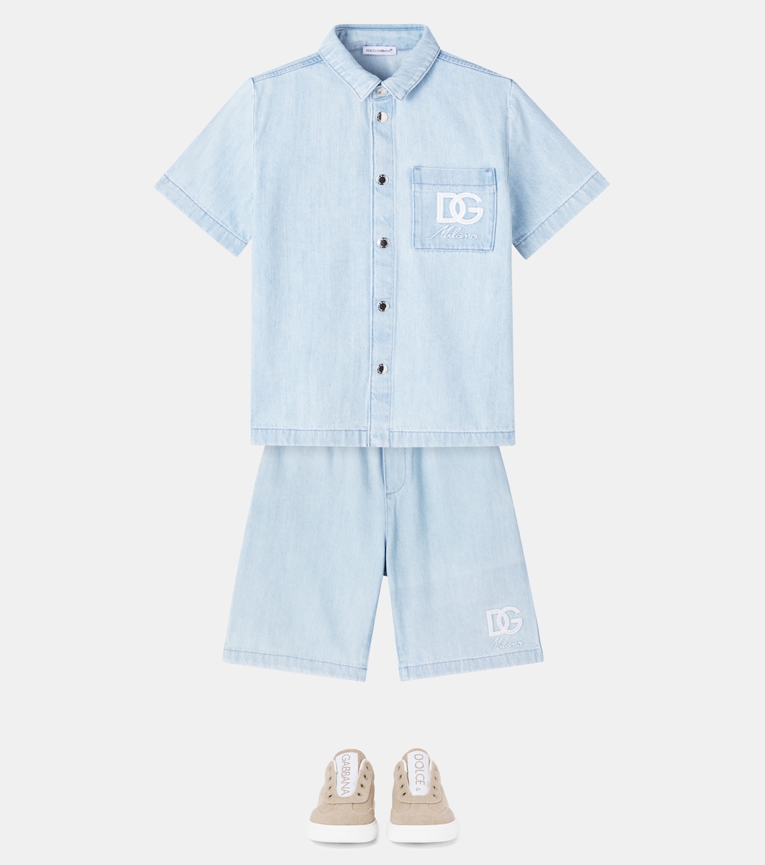 Shorts de denim con DG bordados | Dolce&Gabbana Kids
