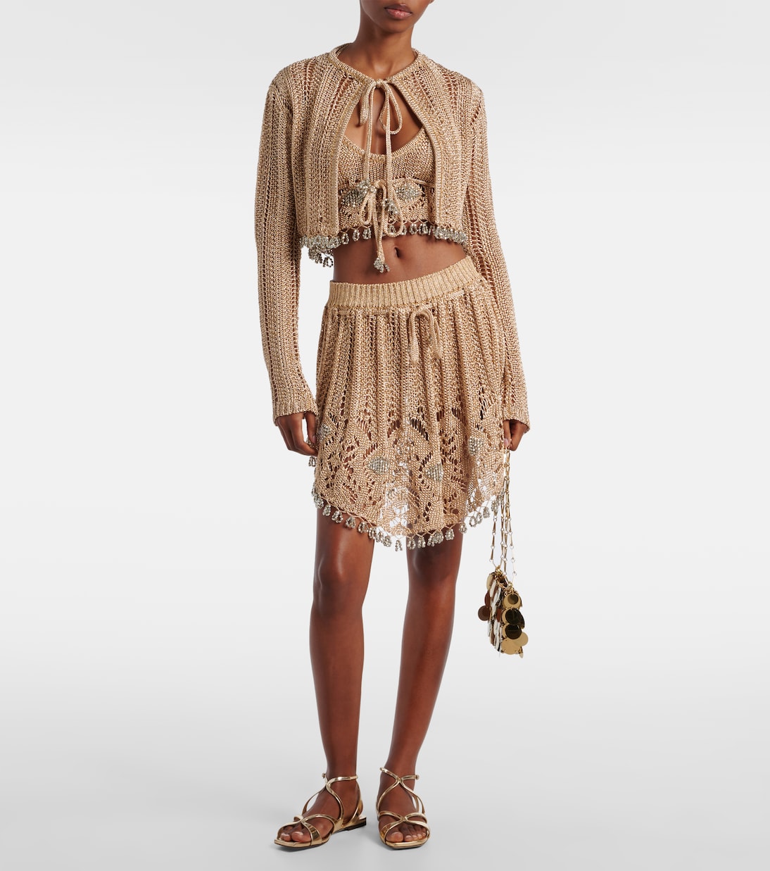 Top cropped in crochet con lamé | Rabanne