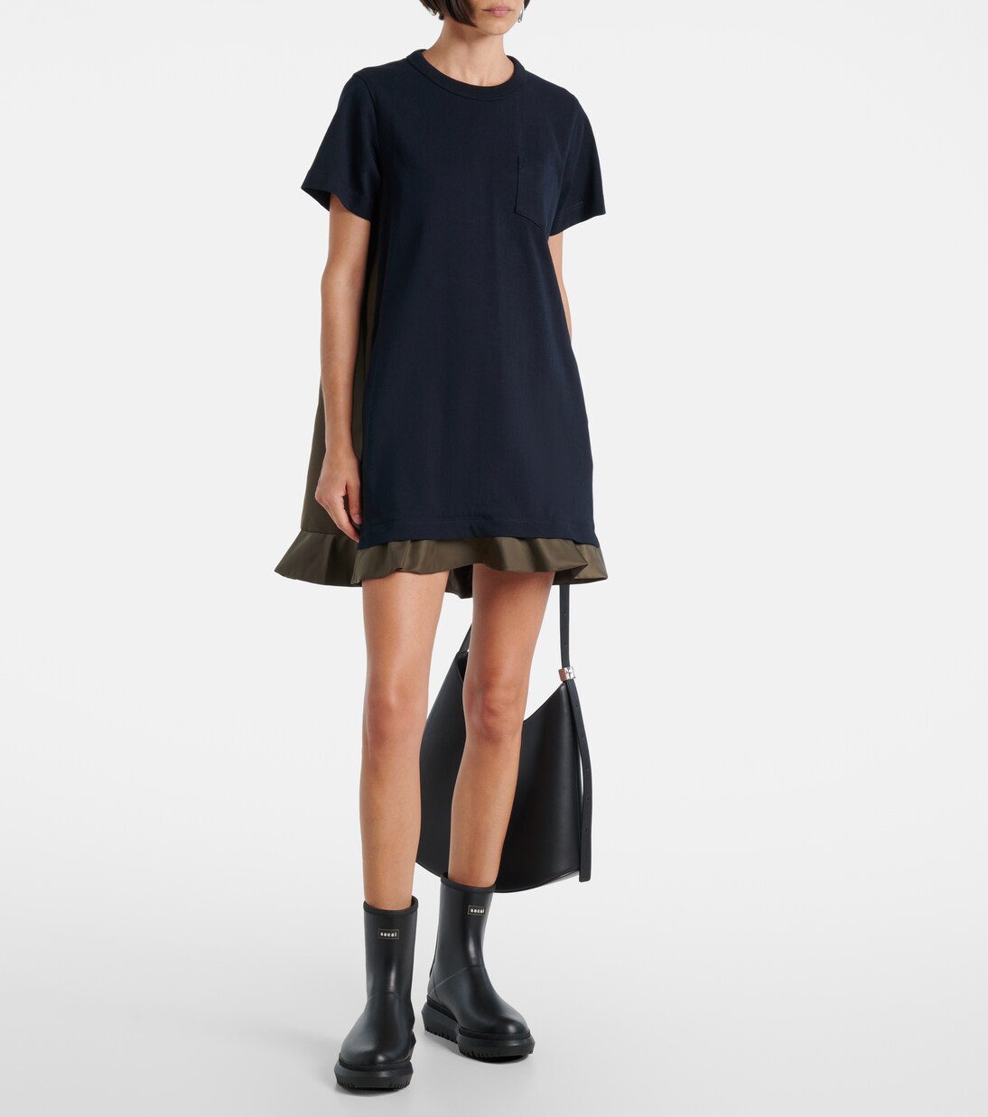 Jersey and twill minidress | Sacai