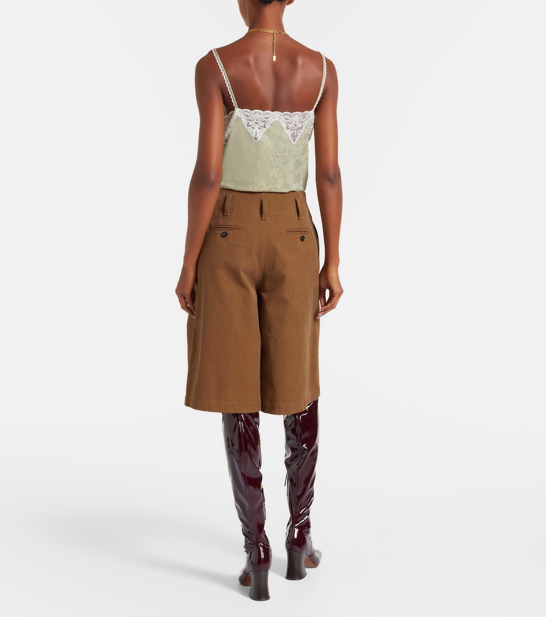 High-rise cotton canvas Bermuda shorts | Chloé