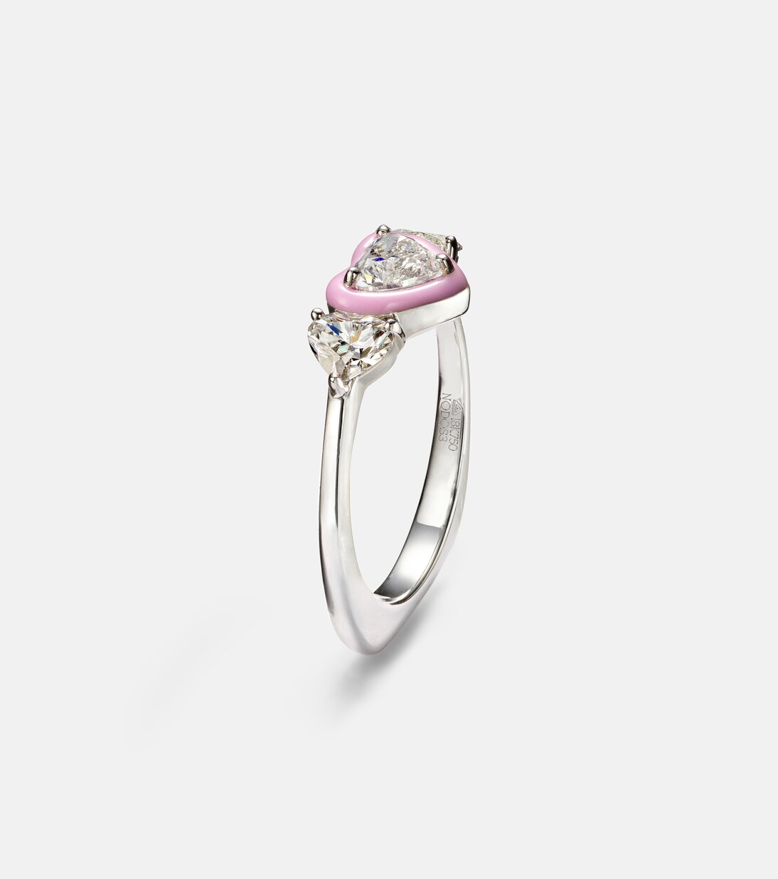 Bague en or blanc 18 ct, émail et diamants  | Kamyen