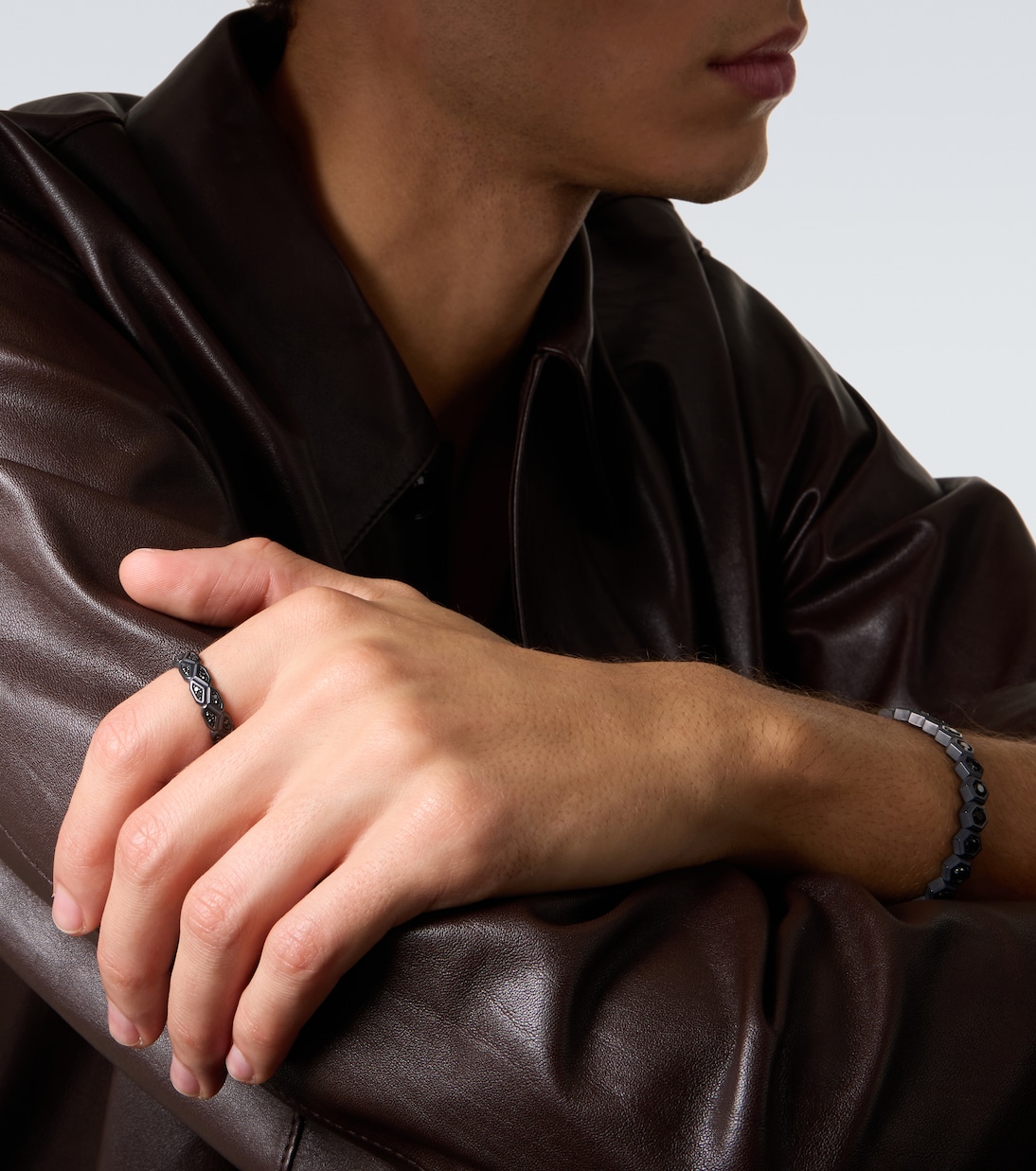 Hex titanium ring with diamonds | David Yurman