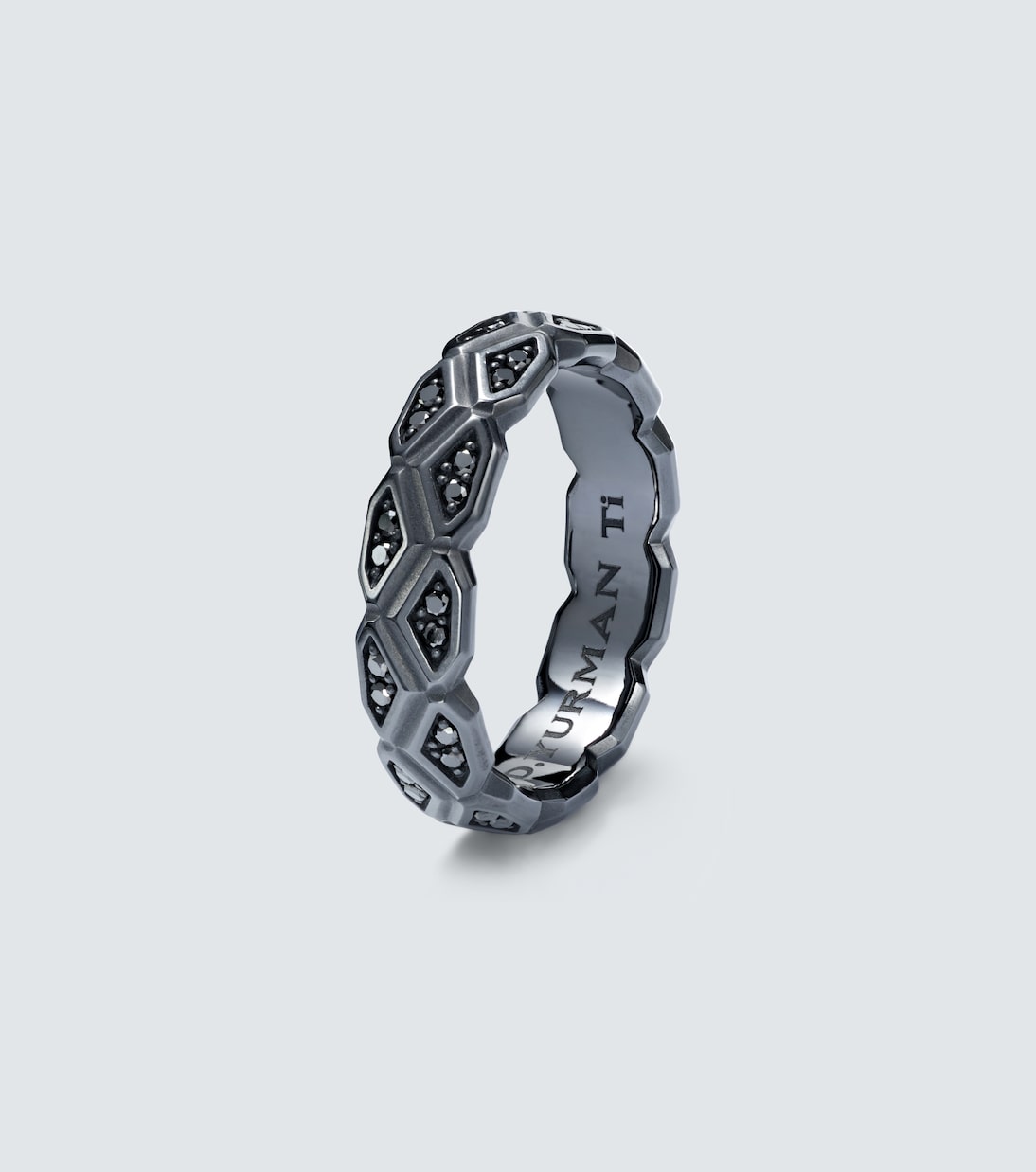Hex titanium ring with diamonds | David Yurman