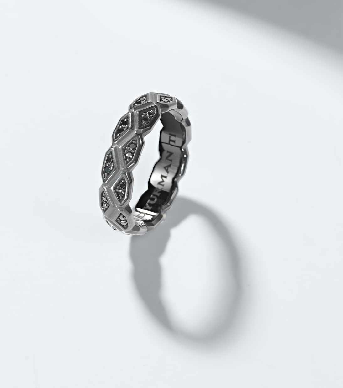 Hex titanium ring with diamonds | David Yurman
