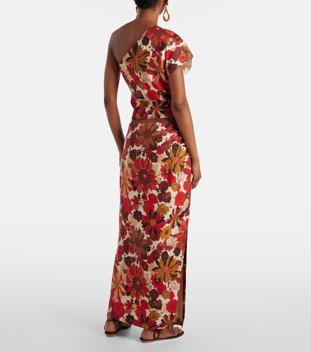 Top asimmetrico Belleto in lino con stampa floreale  | SIR