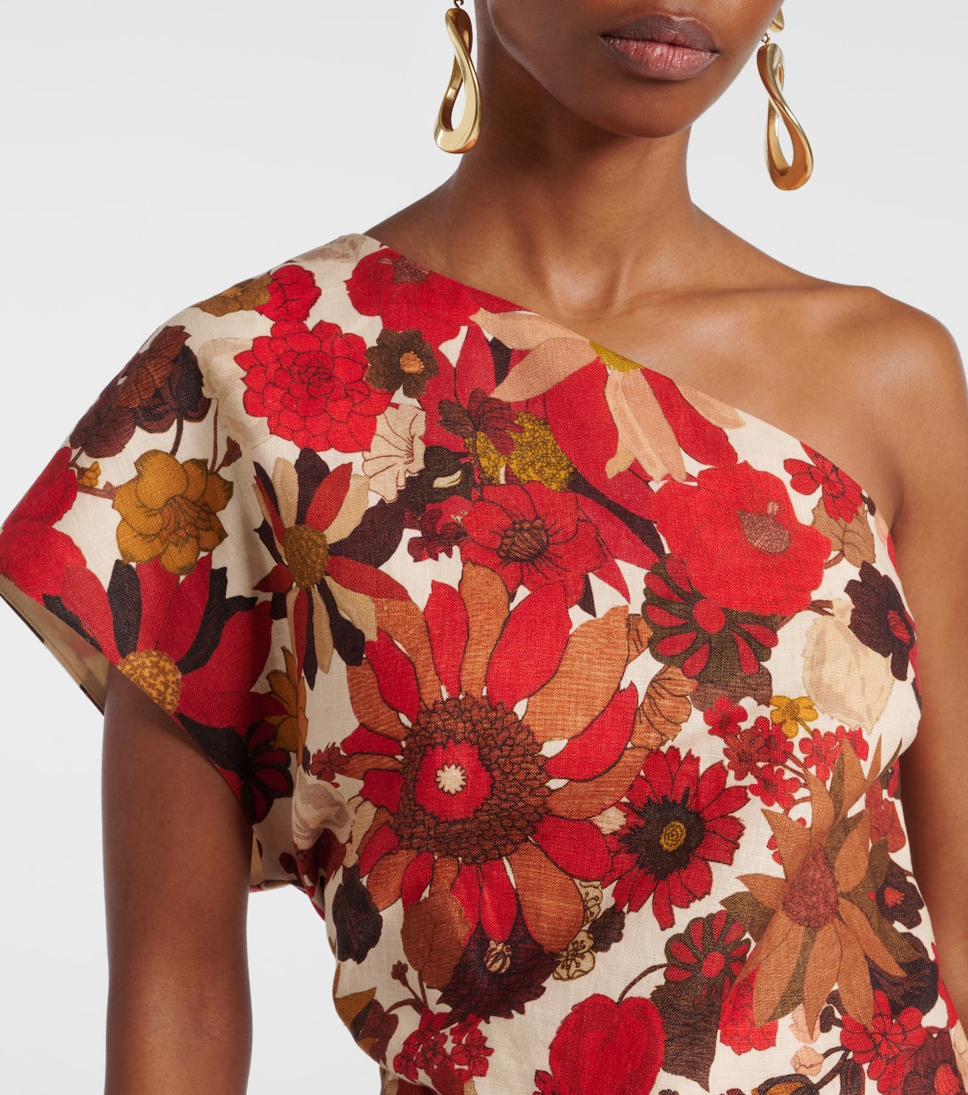 Top asimmetrico Belleto in lino con stampa floreale  | SIR