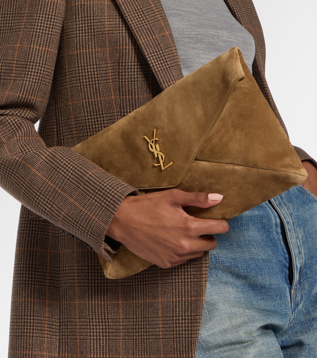 Cassandre Large suede clutch | Saint Laurent