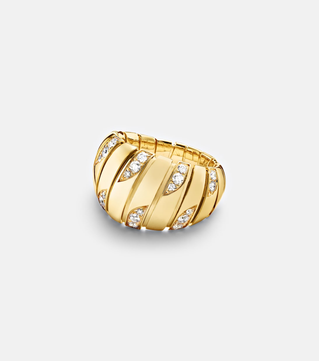 Bvlgari Tubogas 18kt gold ring with diamonds | Bvlgari