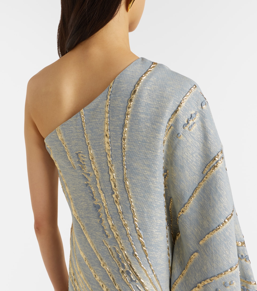 Cannes one-shoulder lamé gown | Taller Marmo