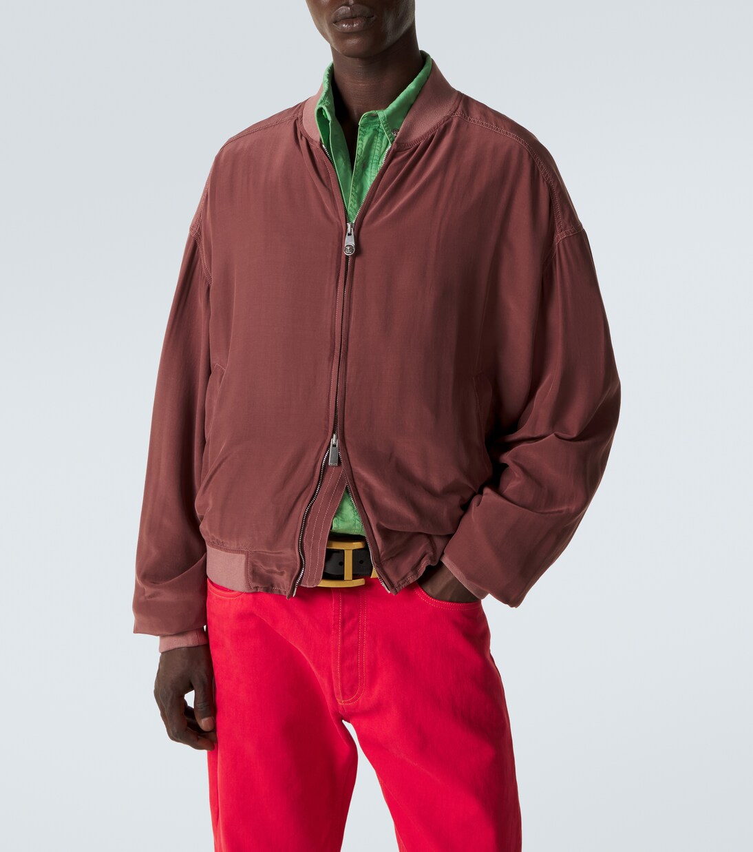 Chaqueta oversized de popelín de seda | Versace