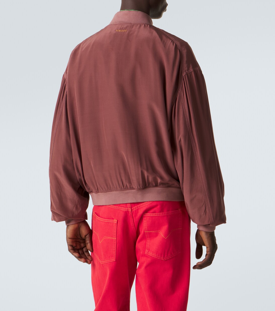 Chaqueta oversized de popelín de seda | Versace