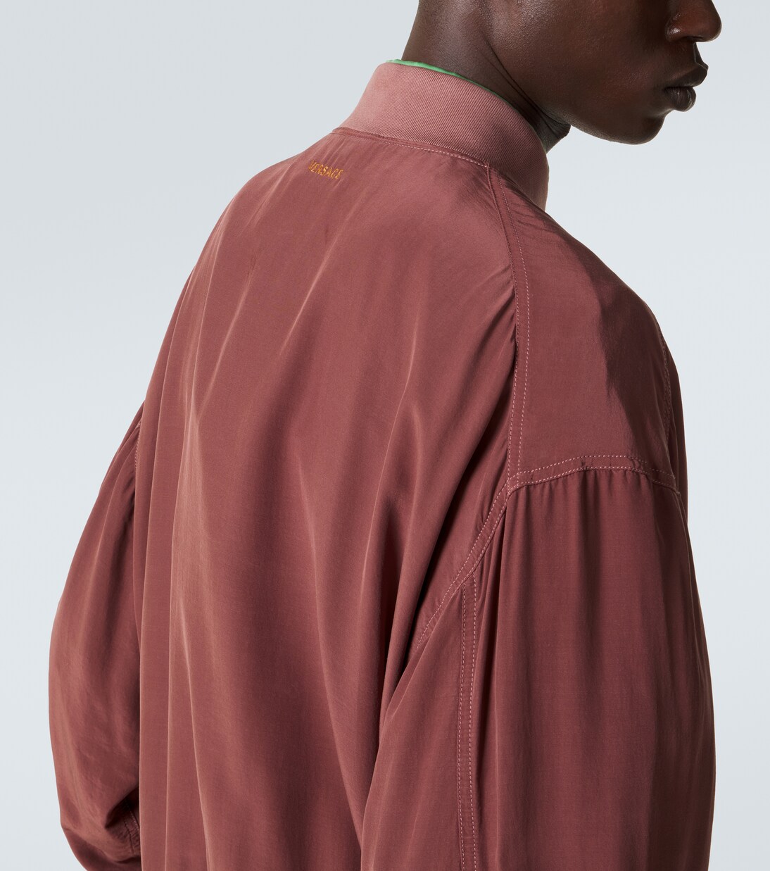 Chaqueta oversized de popelín de seda | Versace