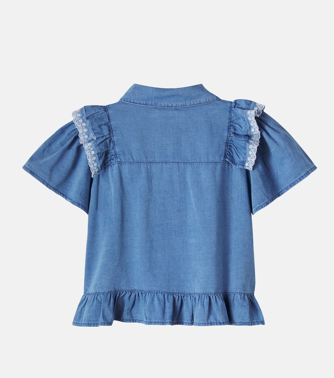 Hazel荷叶边钱布雷布衬衫 | Cozmo