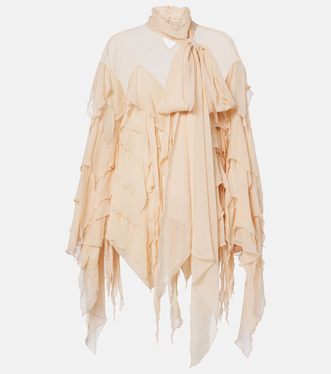 Ruffled scarf-detail georgette blouse | Blumarine