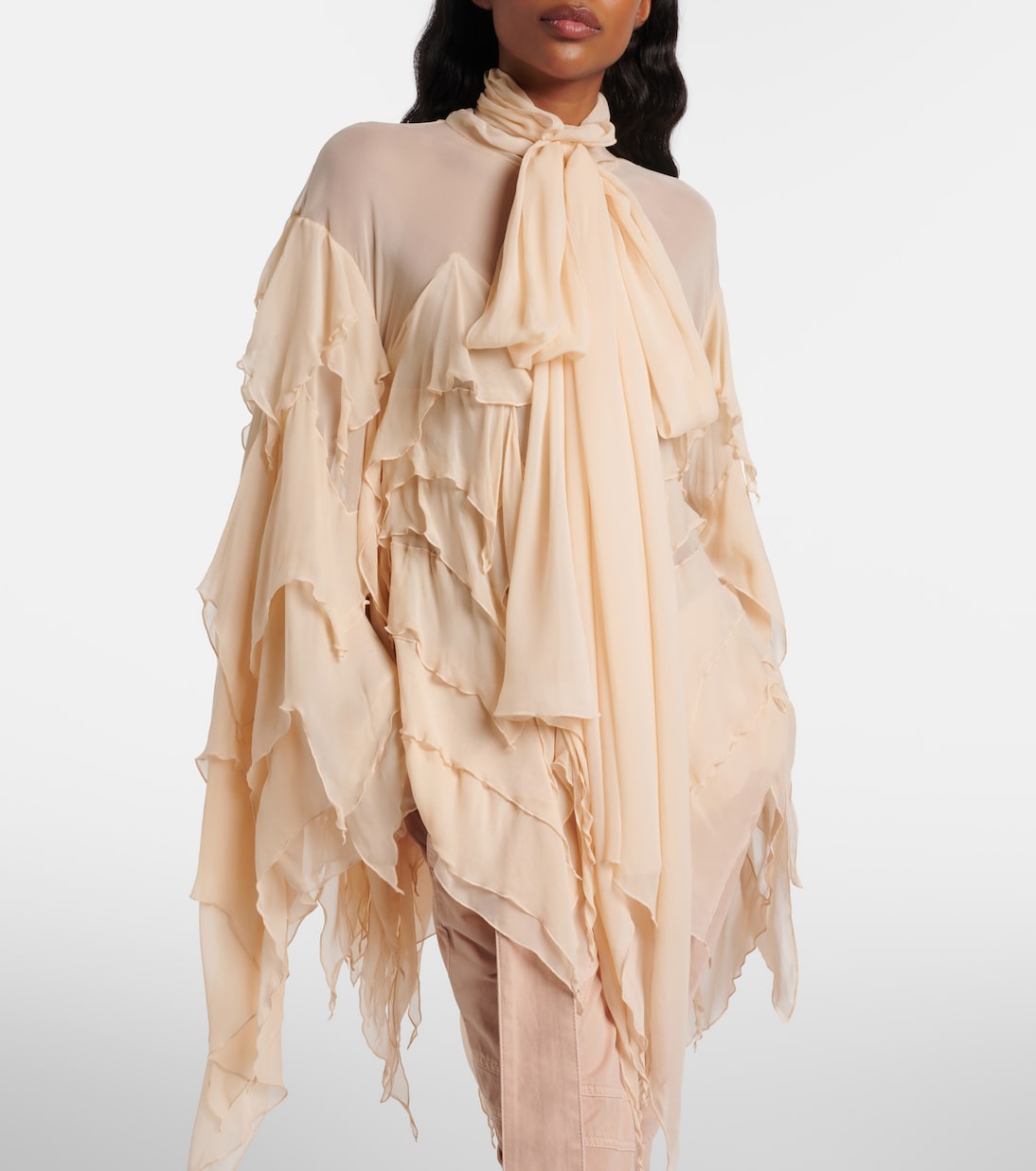 Ruffled scarf-detail georgette blouse | Blumarine