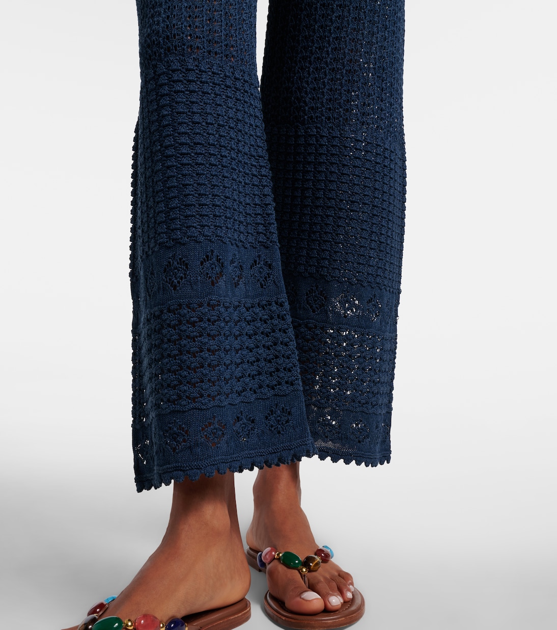 Emblème open-knit straight pants | Eres