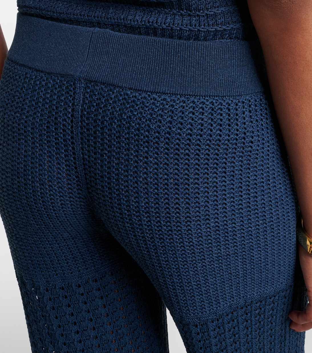 Emblème open-knit straight pants | Eres