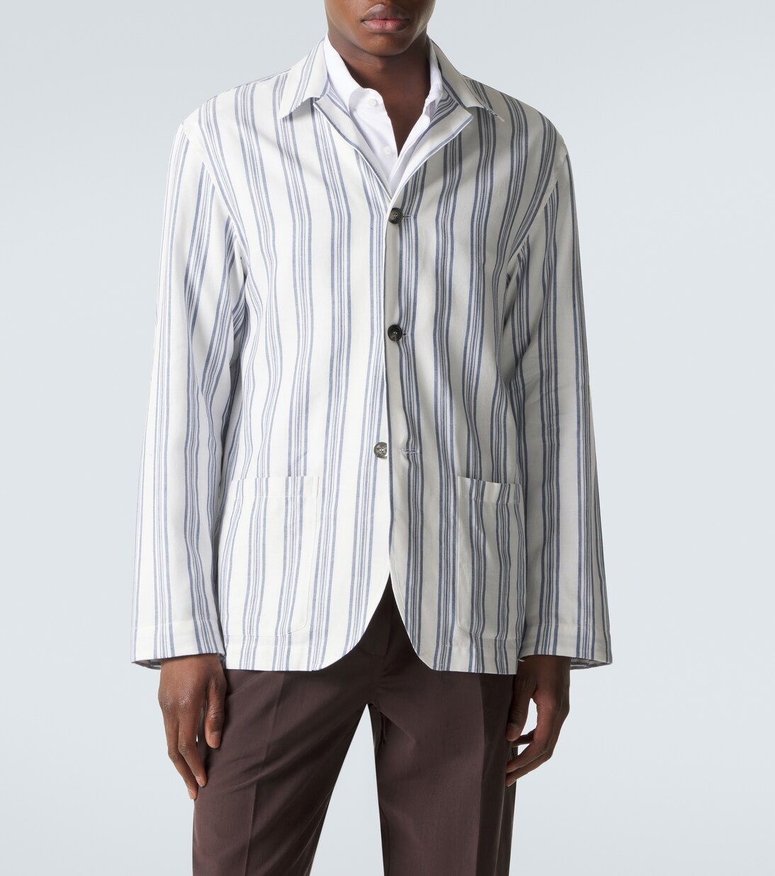 Striped cotton and linen blazer | Brioni