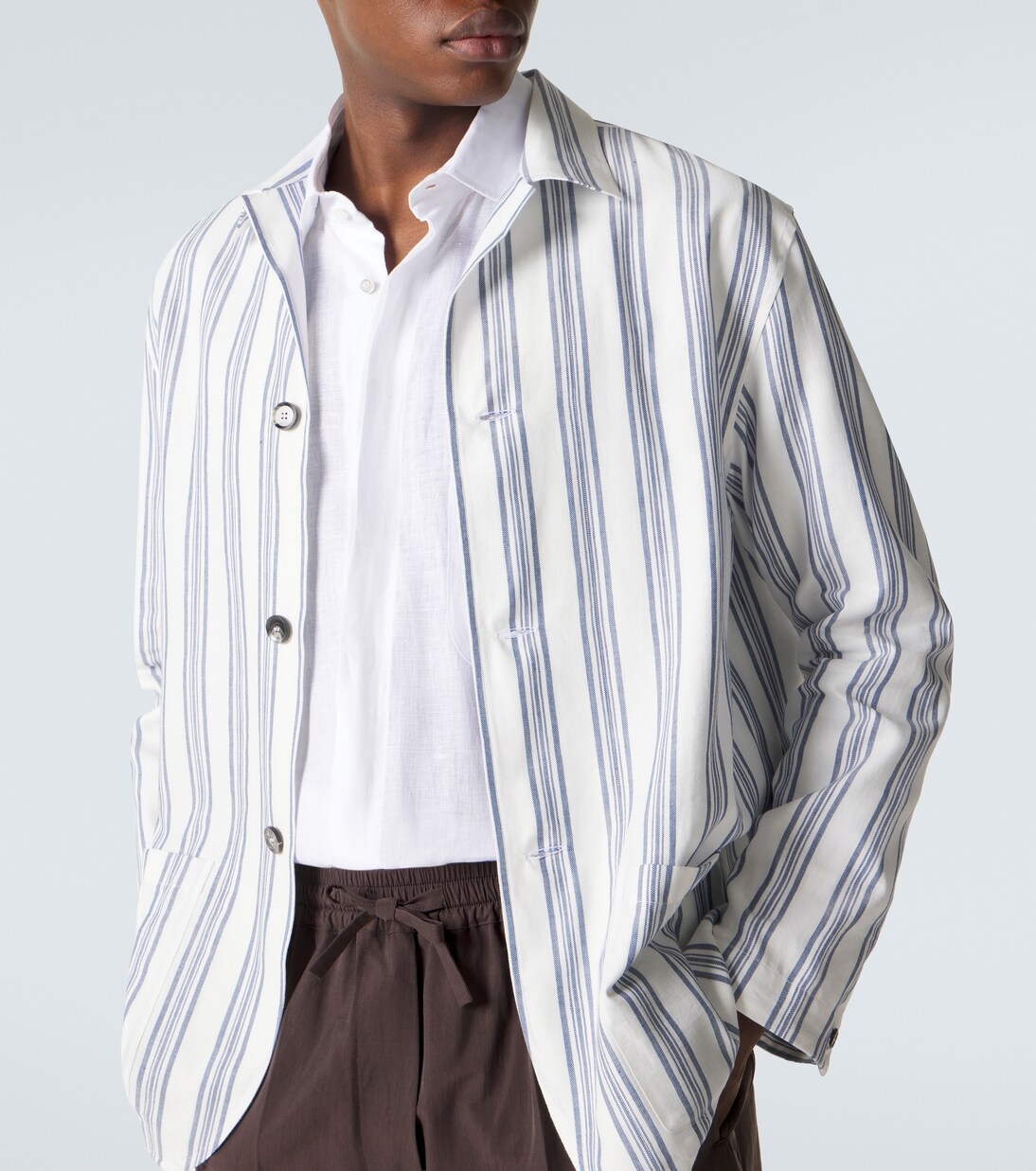 Striped cotton and linen blazer | Brioni