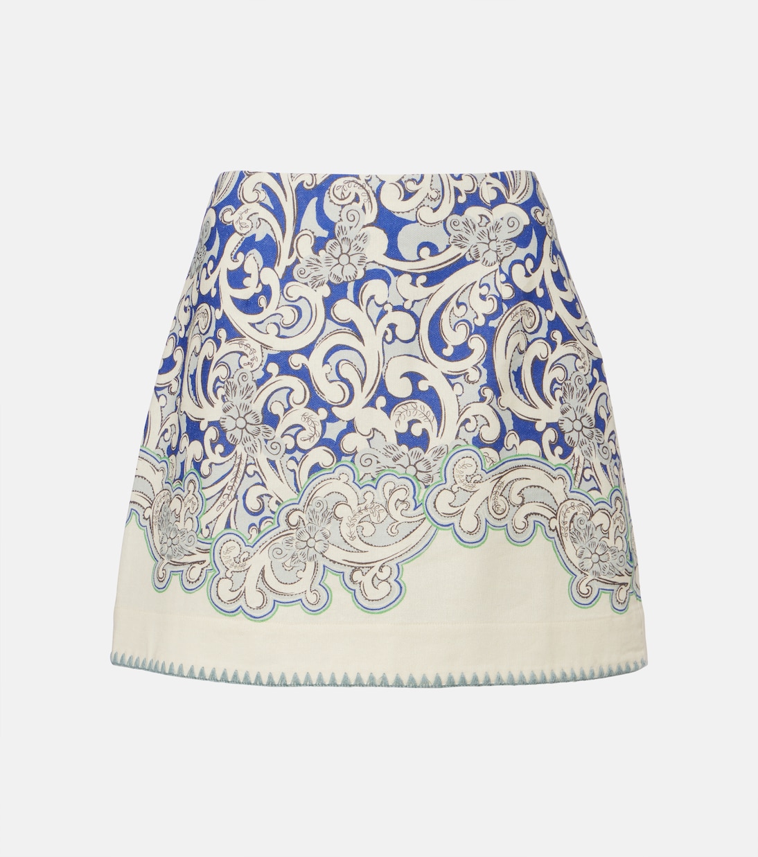 Printed linen and cotton miniskirt  | Alémais