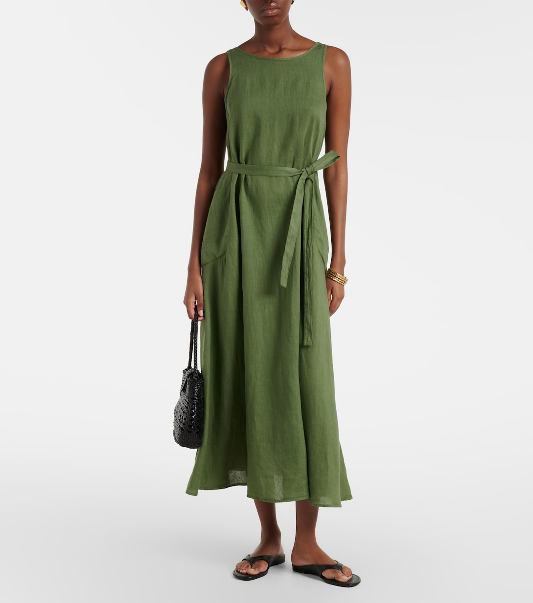 Reta linen midi dress | Velvet