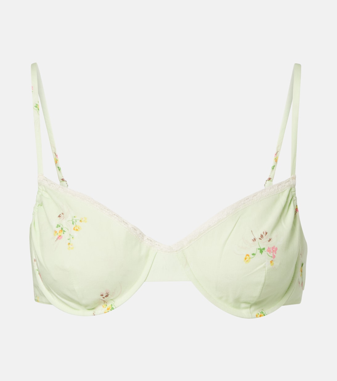 Floral lace-trimmed cotton bra top | Prada