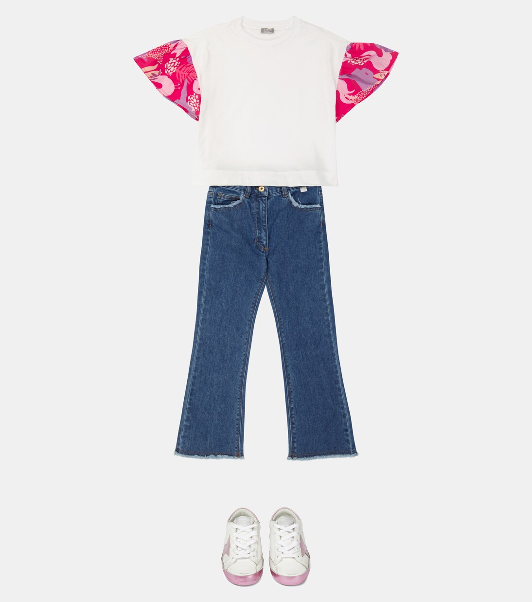 Printed cotton crop top | Il Gufo