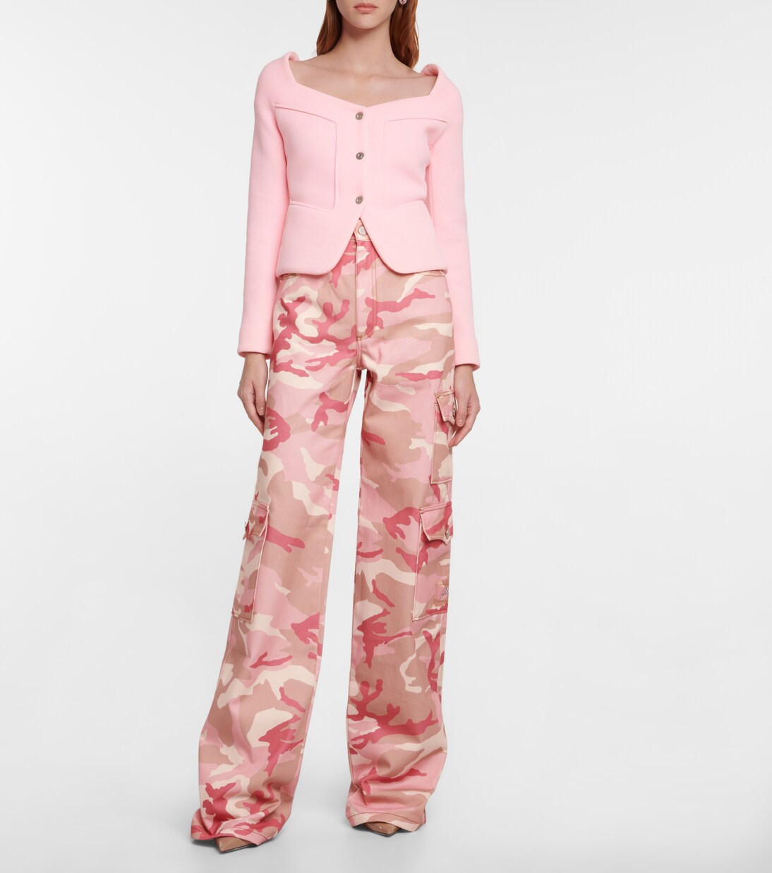 Pantalon cargo à taille haute en coton | Alessandra Rich