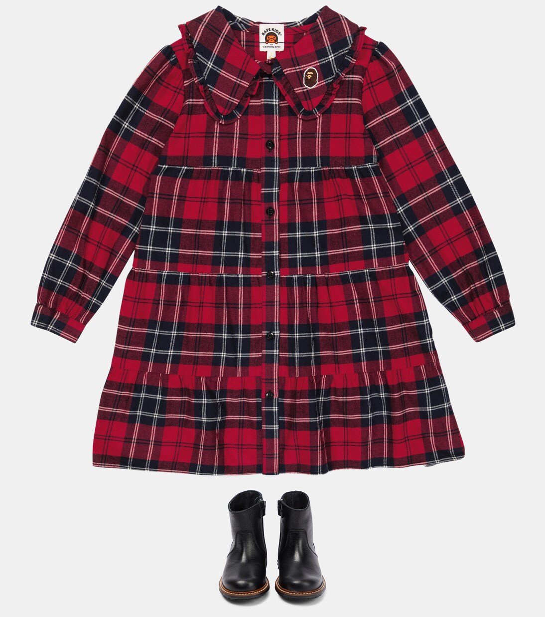 Checked cotton dress | BAPE Kids