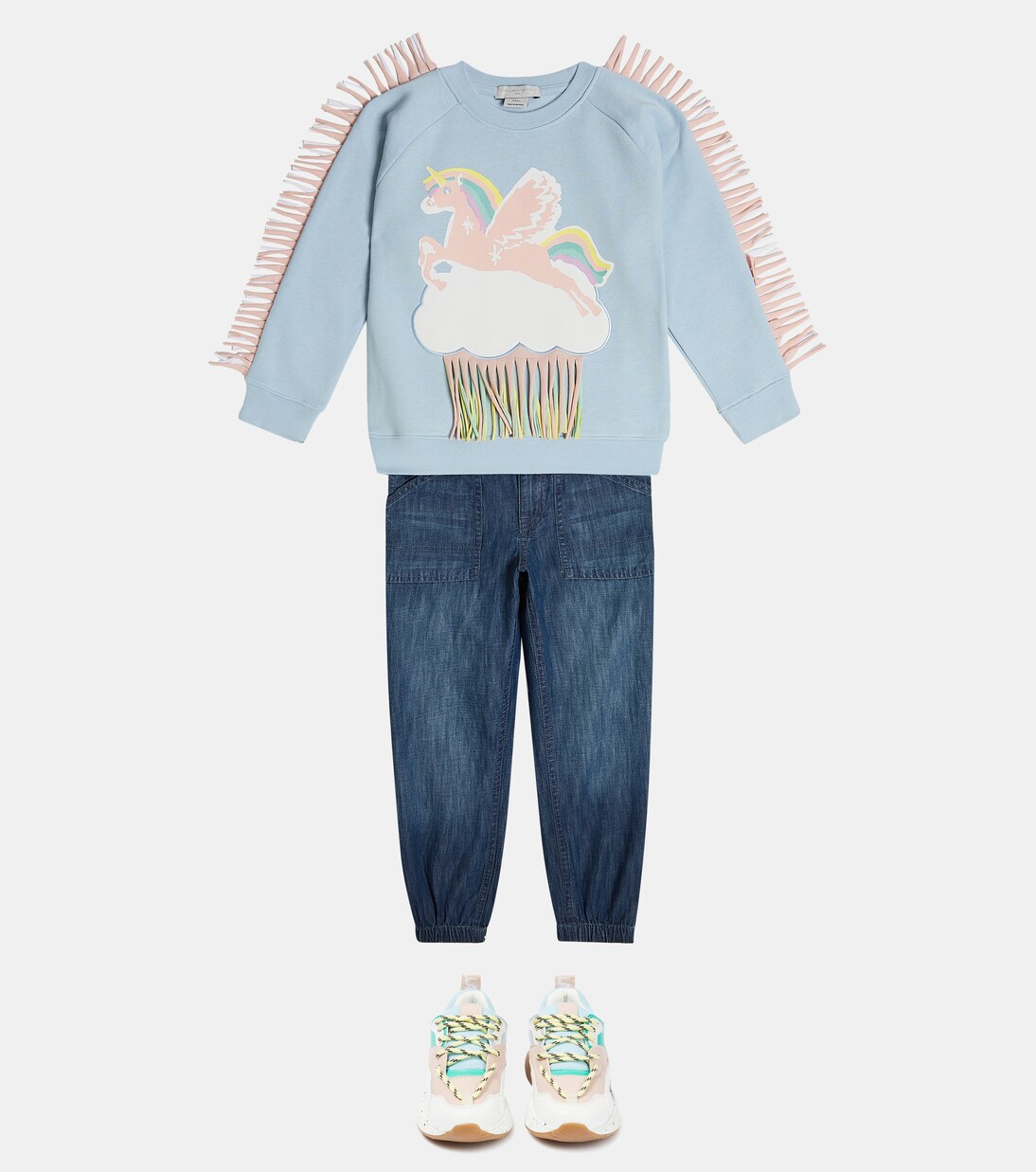 Fringed printed cotton sweatshirt | Stella McCartney Kids