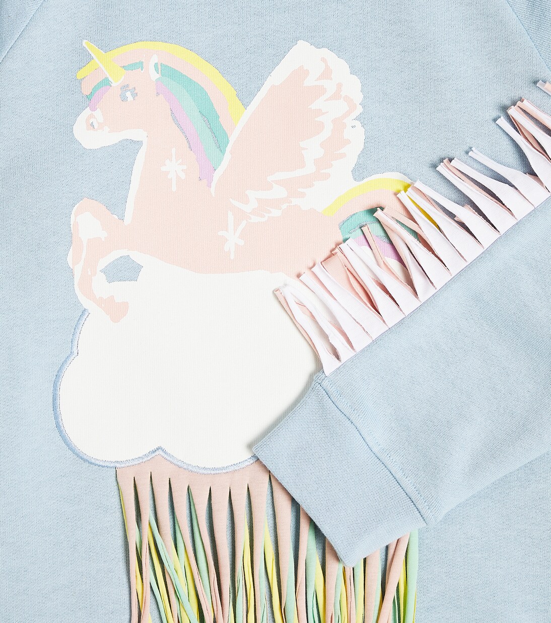 Fringed printed cotton sweatshirt | Stella McCartney Kids