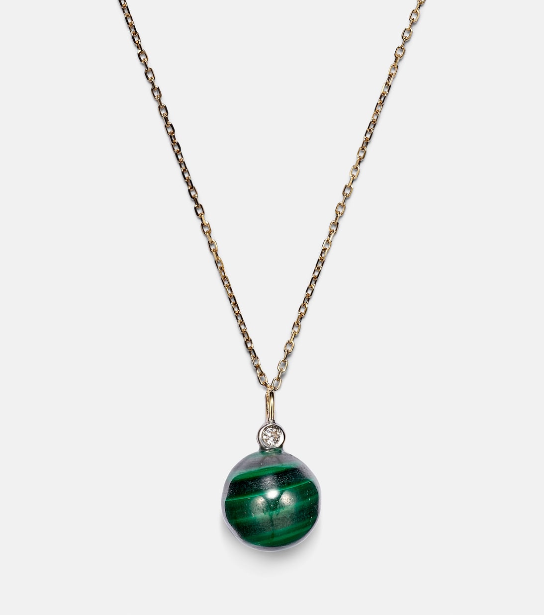 Collier en or 14 ct, malachite et diamant | Mateo