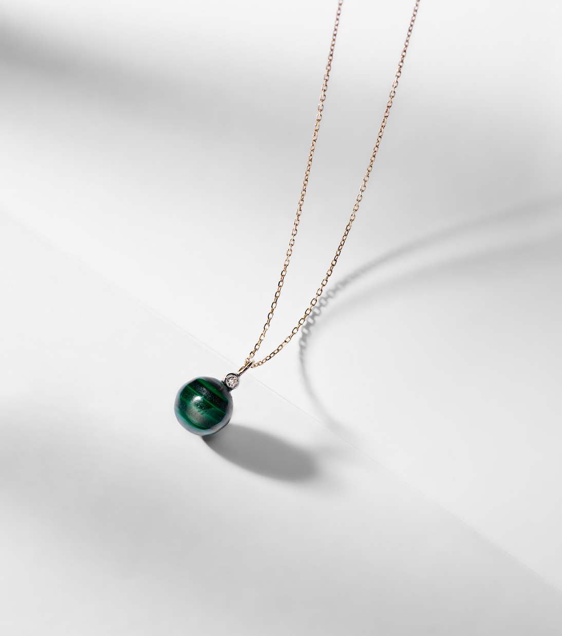 Collier en or 14 ct, malachite et diamant | Mateo