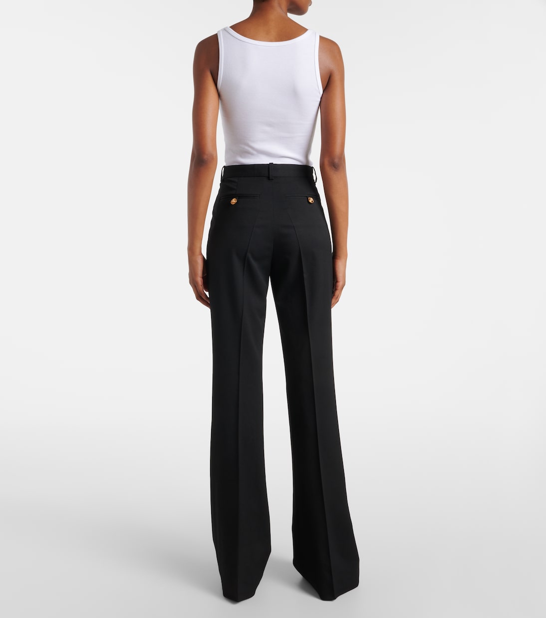 High-rise wool-blend flared pants | Versace