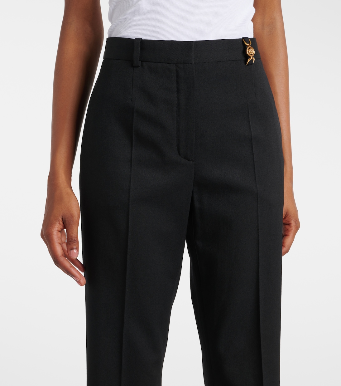 High-rise wool-blend flared pants | Versace