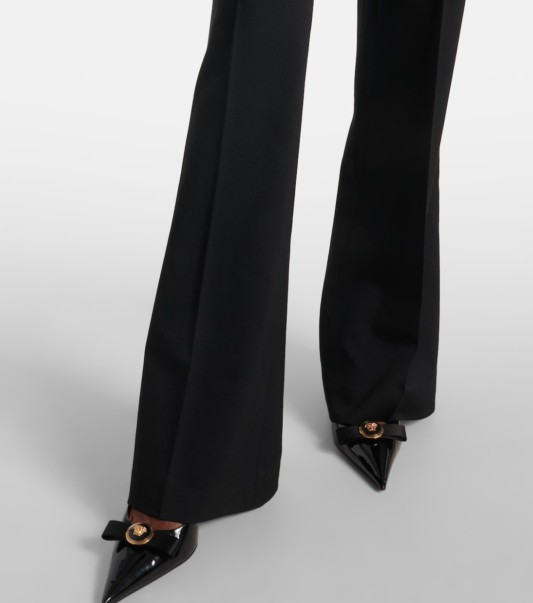 High-rise wool-blend flared pants | Versace