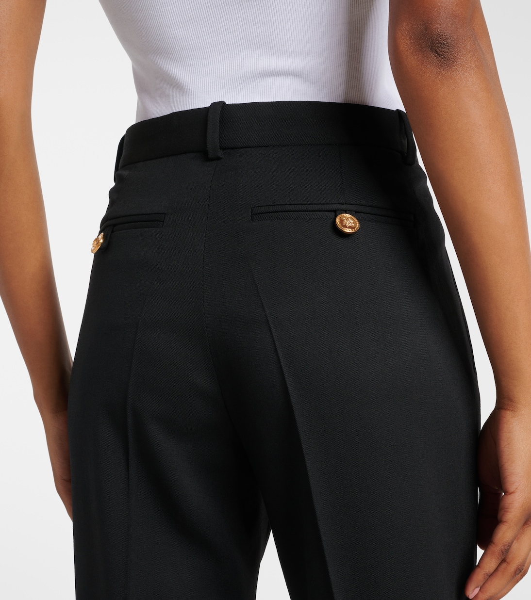 High-rise wool-blend flared pants | Versace