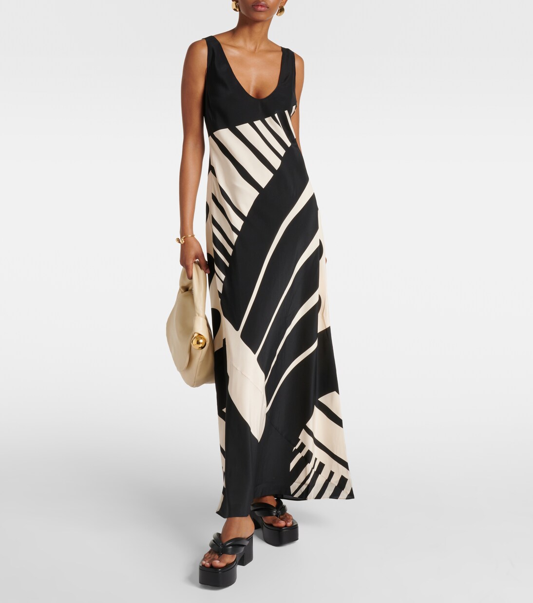 Robe longue Arte imprimée en satin de soie | SIR