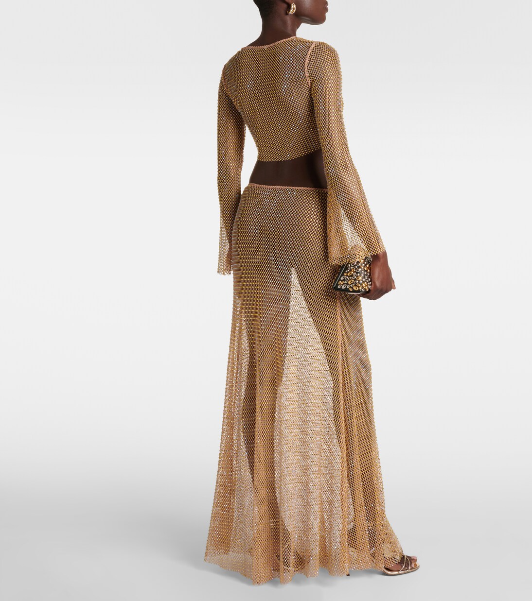 Maxirock aus Mesh mit Kristallen | Self-Portrait