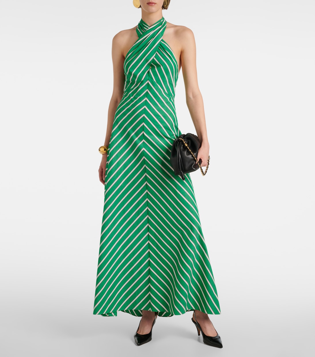 Robe longue Dawn rayée en coton | Staud