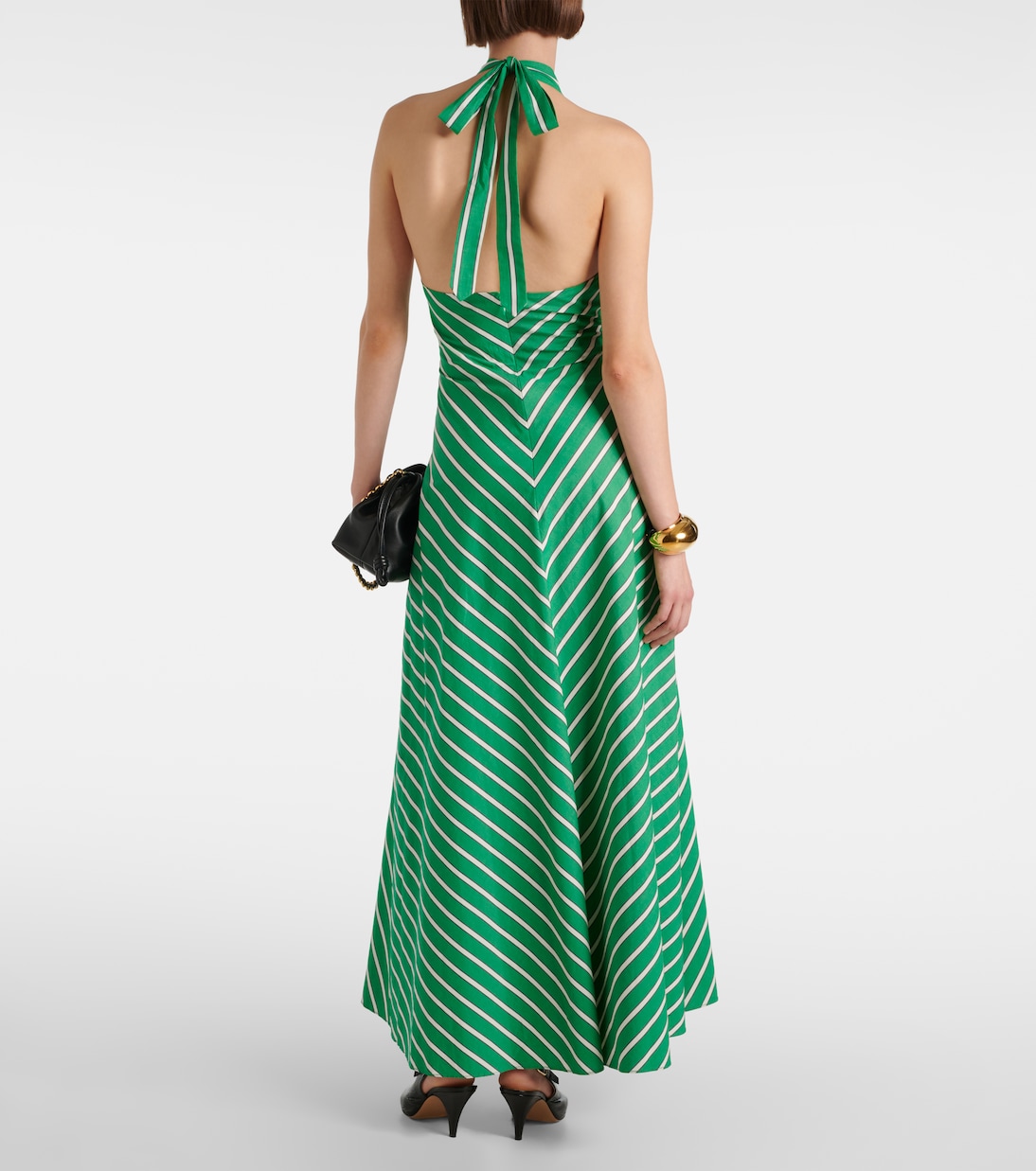 Robe longue Dawn rayée en coton | Staud