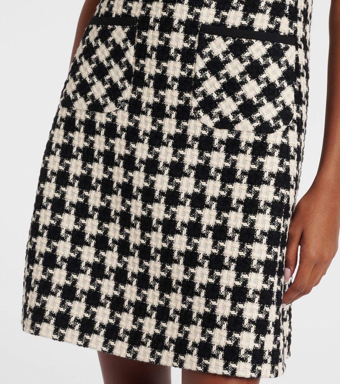 Bow-detail houndstooth tweed minidress | Valentino
