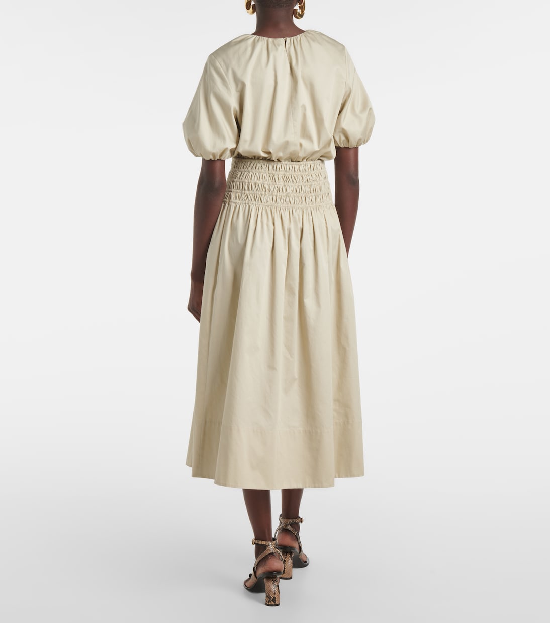 Falda midi Leonie de satén de algodón fruncida | Joseph