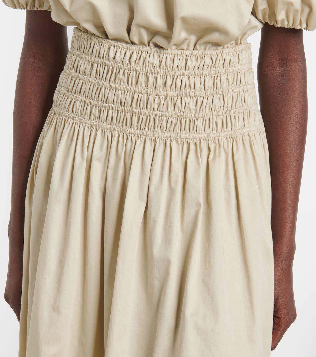 Falda midi Leonie de satén de algodón fruncida | Joseph