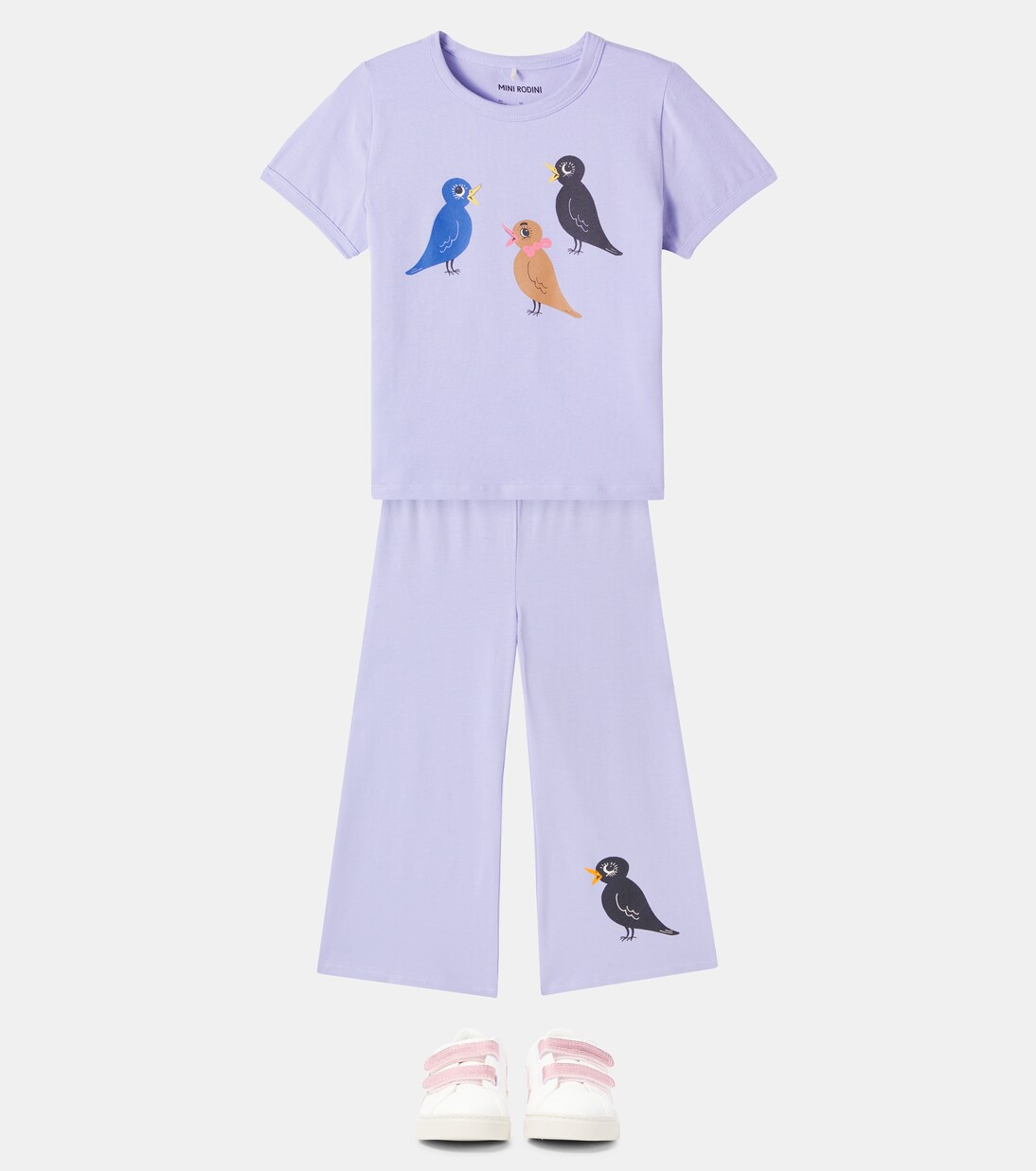 Birds cotton-blend T-shirt | Mini Rodini